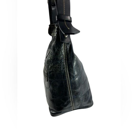 Vintage DOONEY & BOURKE green croc patten leather shoulder bag purse hobo - Picture 4 of 11